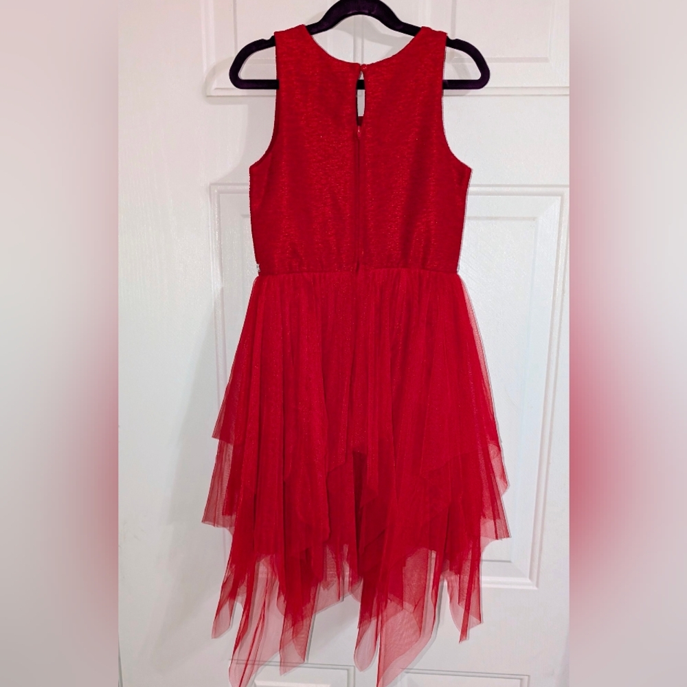 Amy Byer Red Girls Dress w/ Glittering Waistband - Sz 10 - Picture 6 of 8